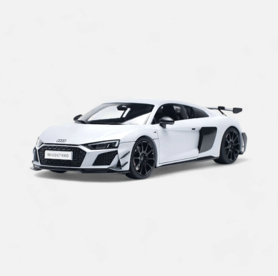 NZG 0357 1/18 Ölçek, Audi R8 2021 Coupe, Metalik Beyaz, Sergilemeye Hazır Metal Model