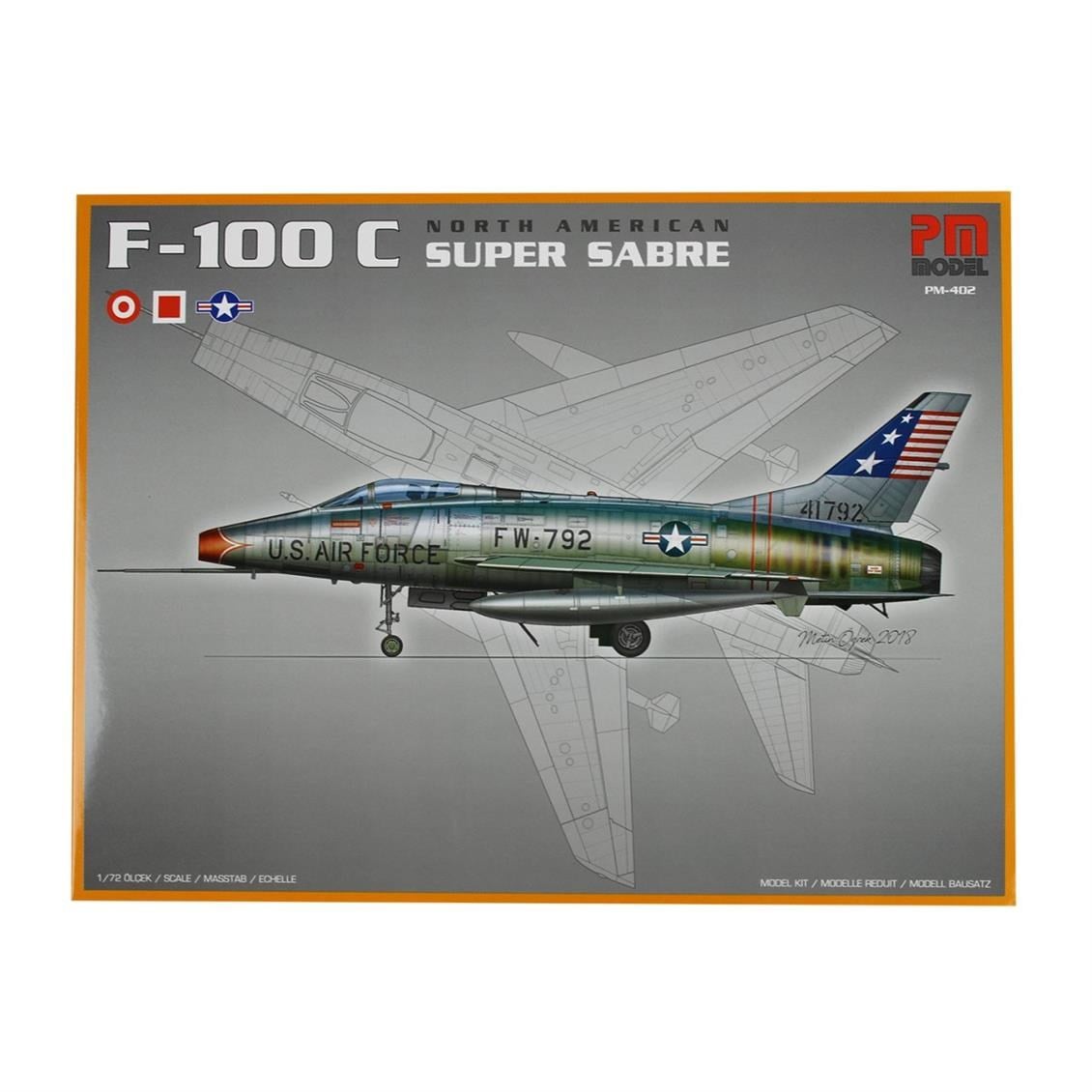 PM Model 402 1/72 Ölçek, North American F-100 C Super Sabre Avcı-Bombardıman Uçağı, Plastik Model kiti