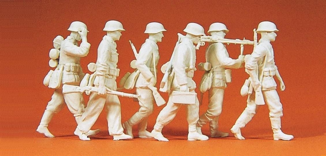 Preiser 64013 1/35 Ölçek, EDW 1938-45 Askerleri, Boyasız Plastik Figürleri, 6 Adet