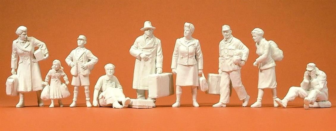 Preiser 64014 1/35 Ölçek, Savaş Sonrası İnsanlar, Boyasız Plastik Figürleri, 9 Adet