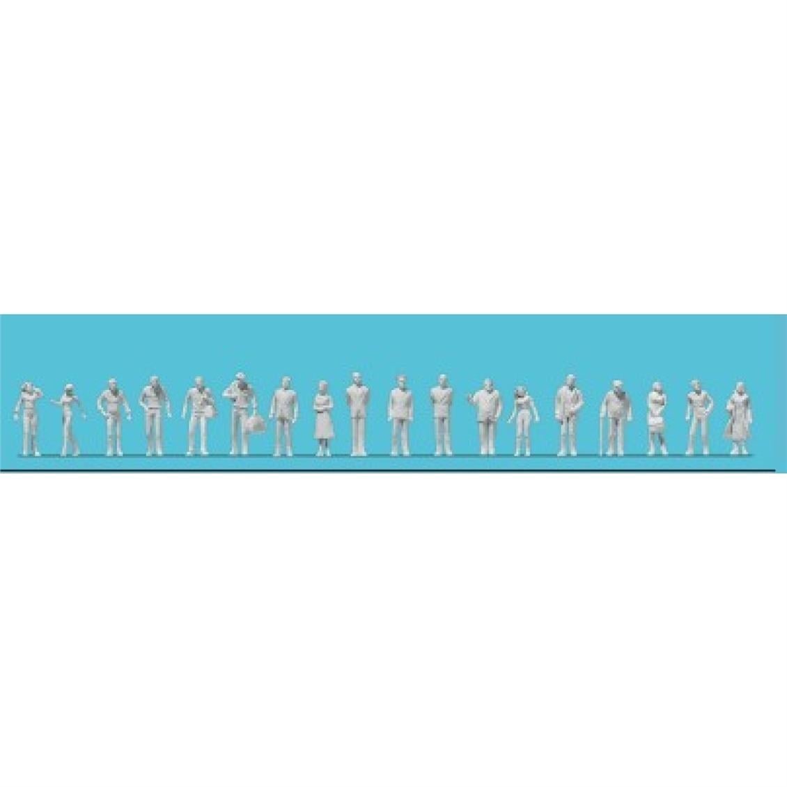 Preiser 80993 1/200 Ölçek, Ayakta Duran Yolcular, Boyasız Plastik Figürleri, 18 Adet
