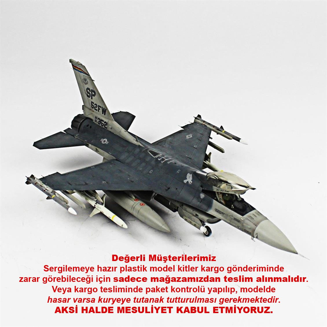 QD009 1/48 F-16C  Fighting Falcon Sergilemeye Hazır Plastik Uçak Modeli