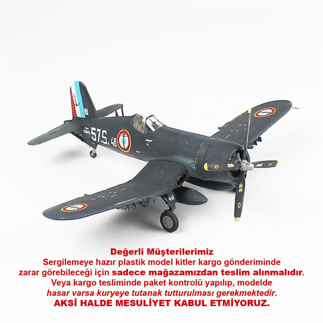 QD025 1/48 F4U5N Corsair Sergilemeye Hazır Plastik Uçak Modeli