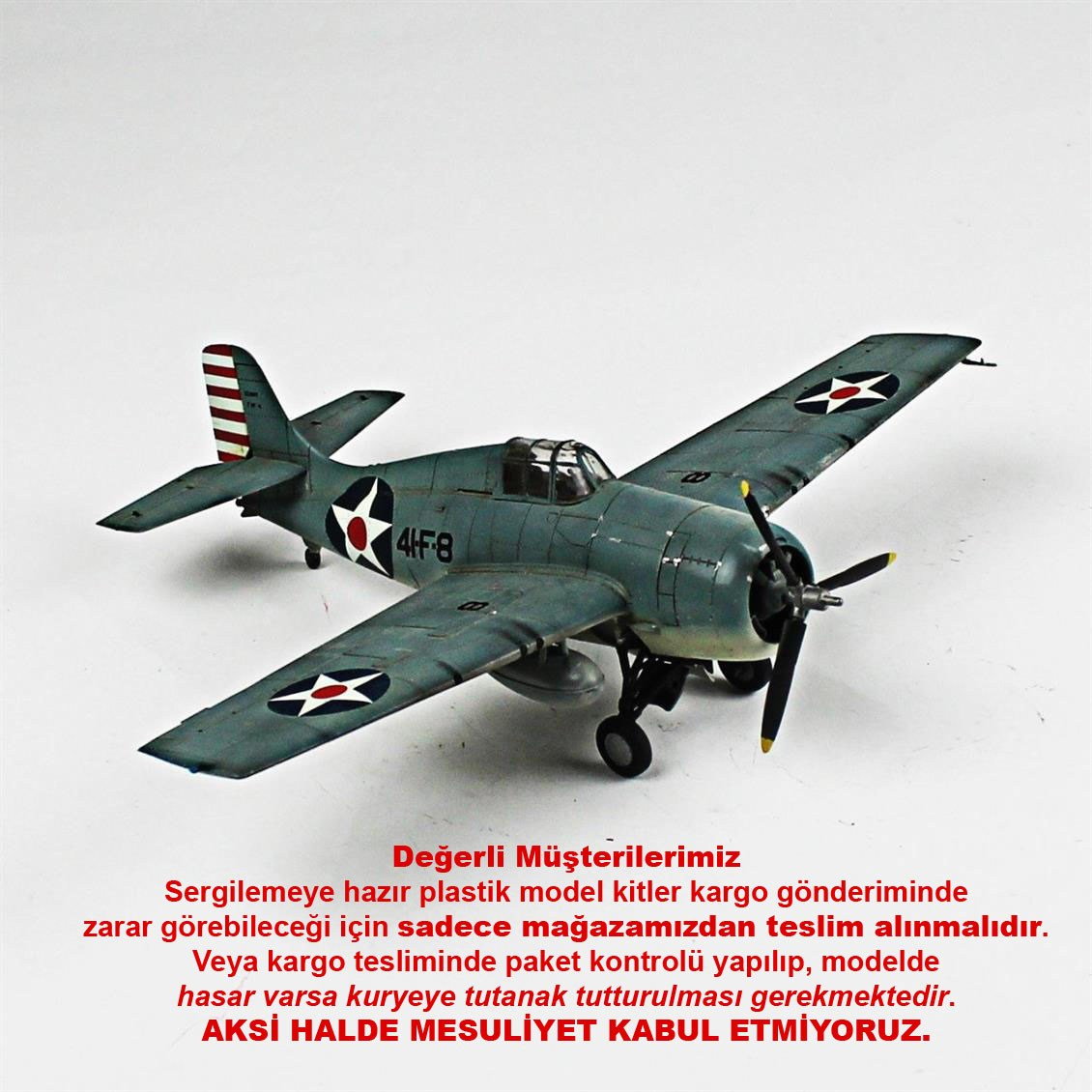 QD026 1/48 F4F Martlett Sergilemeye Hazır Plastik Uçak Modeli