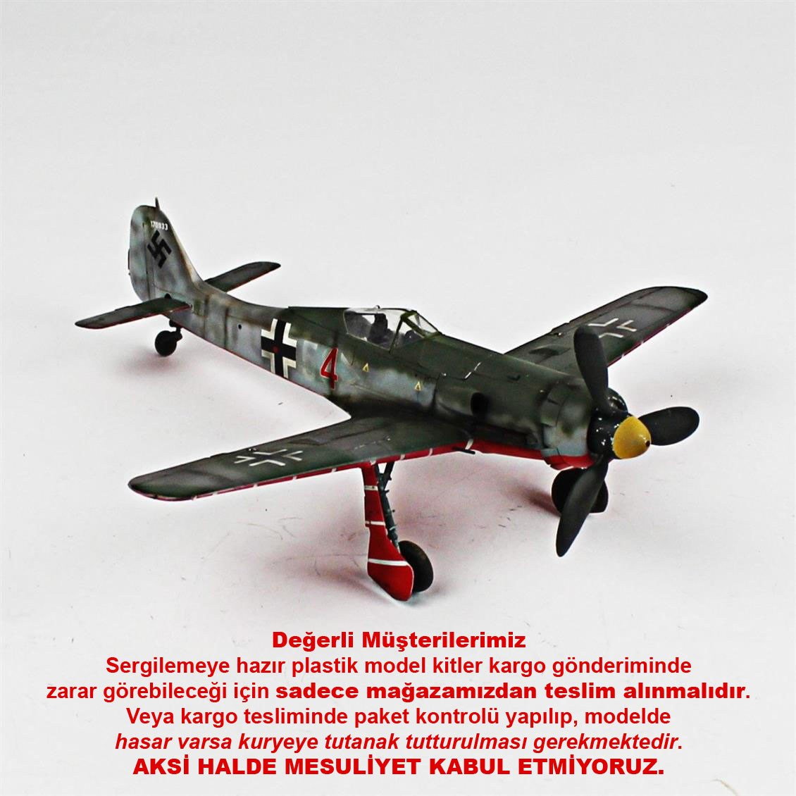 QD055 1/48 Focke-Wulf 190 D Sergilemeye Hazır Plastik Uçak Modeli
