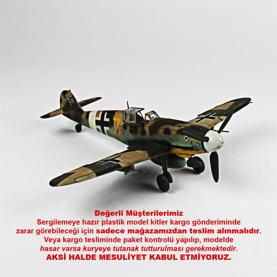 QD073 1/32 BF-109F Sergilemeye Hazır Plastik Uçak Modeli