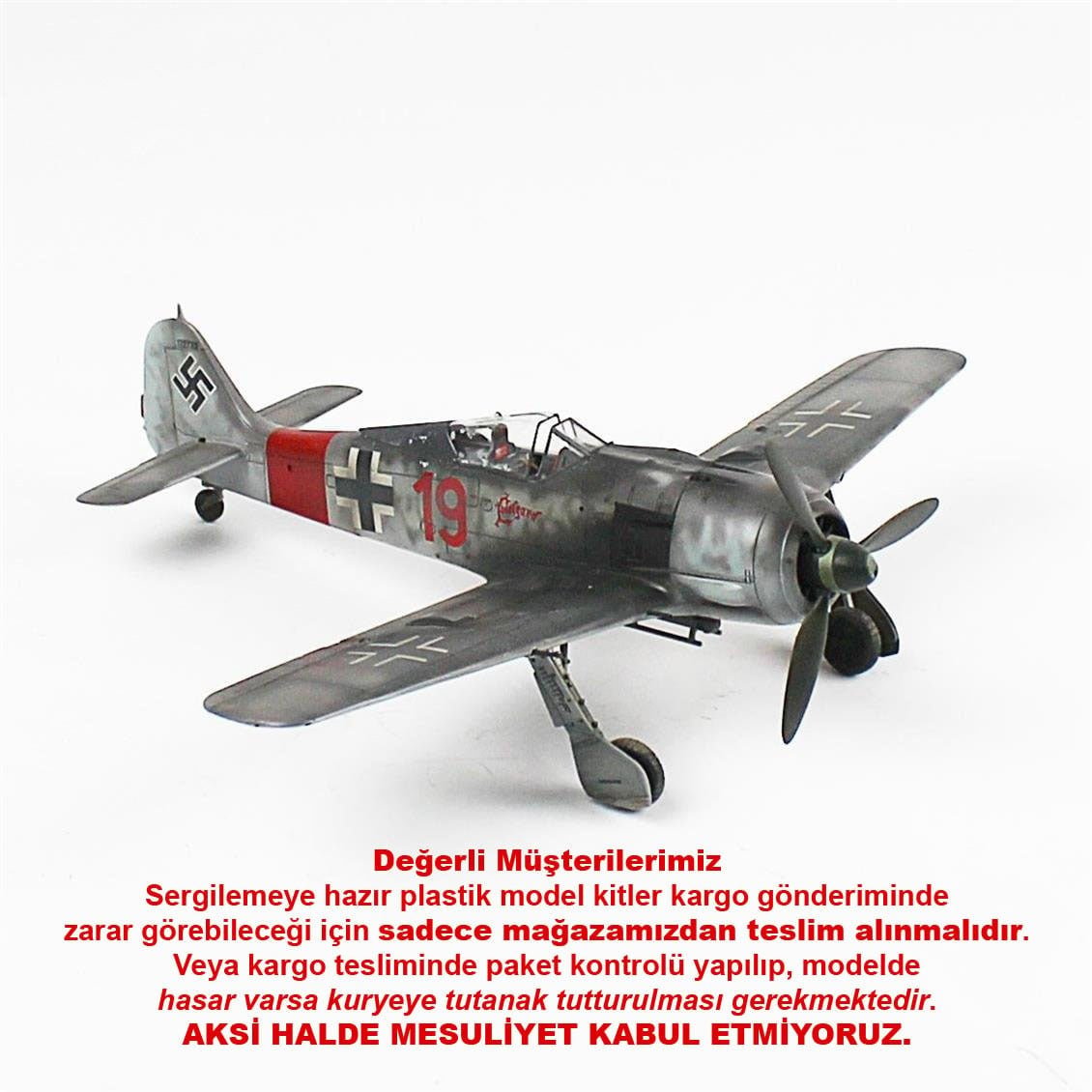 QD076 1/48 Focke-Wulf 190 A-6 Sergilemeye Hazır Plastik Uçak Modeli