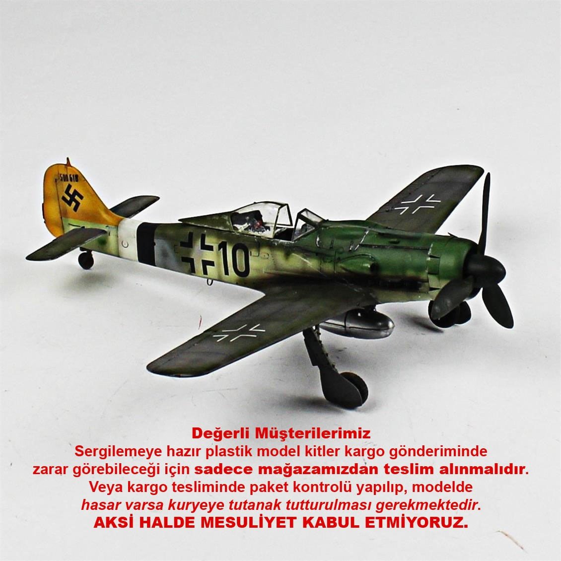 QD077 1/48 Focke-Wulf 190 D-9 Sergilemeye Hazır Plastik Uçak Modeli