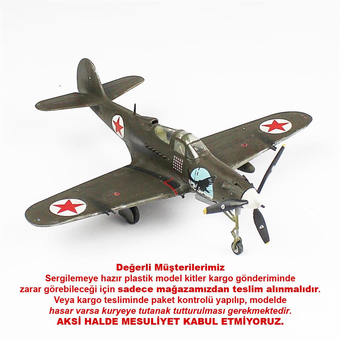 QD098 1/48 P-39A Aircobra Sergilemeye Hazır Plastik Uçak Modeli