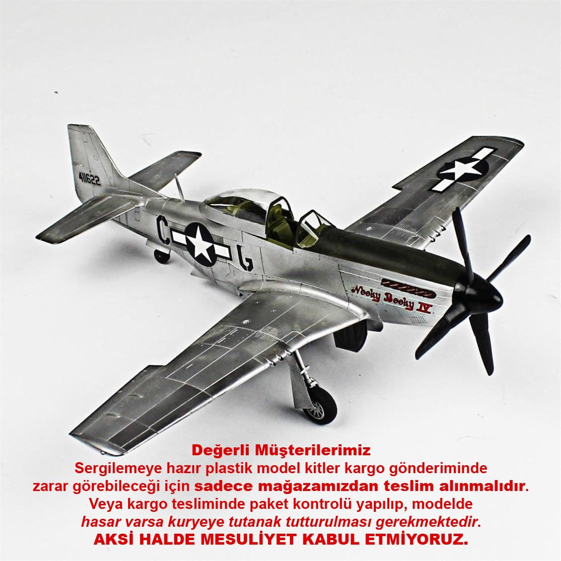QD099 1/48 P-51D Mustang Sergilemeye Hazır Plastik Uçak Modeli