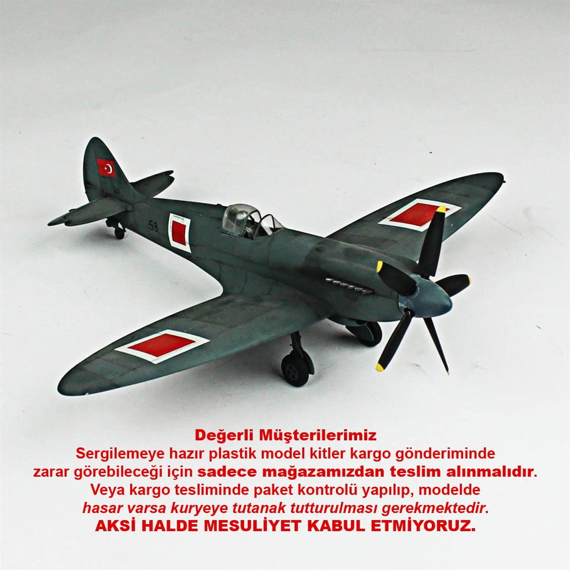 QD115 1/48 Spitfire Pru Sergilemeye Hazır Plastik Uçak Modeli