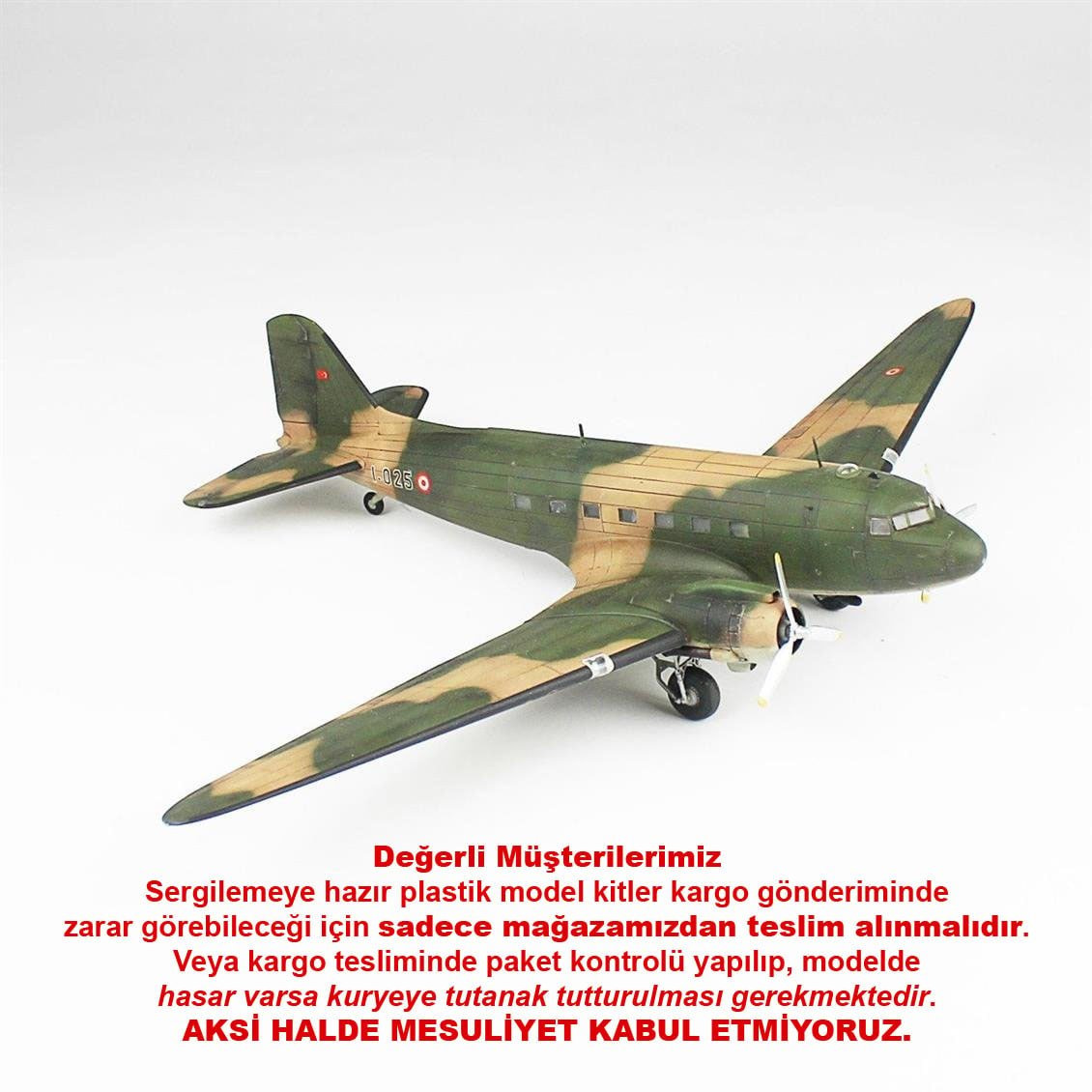 QD122 1/72 C-47A Dakota Sergilemeye Hazır Plastik Uçak Modeli