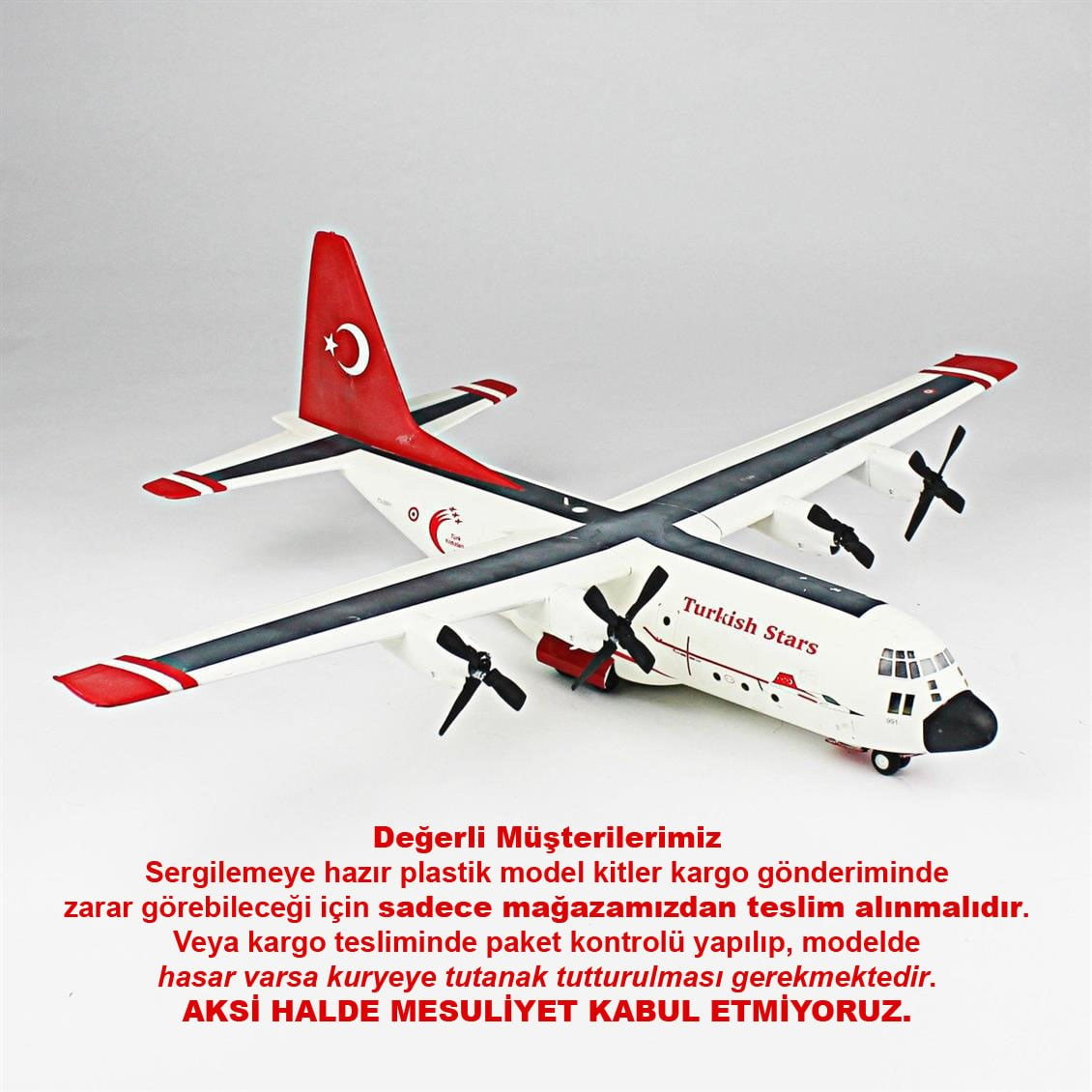 QD138 1/144 C-130 E Hercules Sergilemeye Hazır Plastik Uçak Modeli