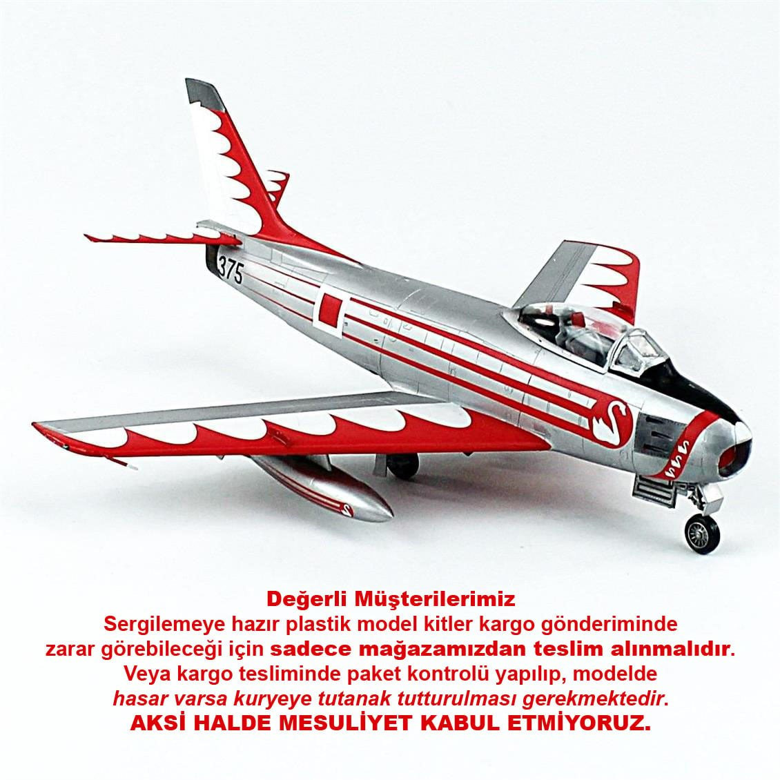 QD163 1/48 Ölçek, F-86E Sabre (Uçan Kuğular) Sergilemeye Hazır Plastik Savaş Uçağı Modeli