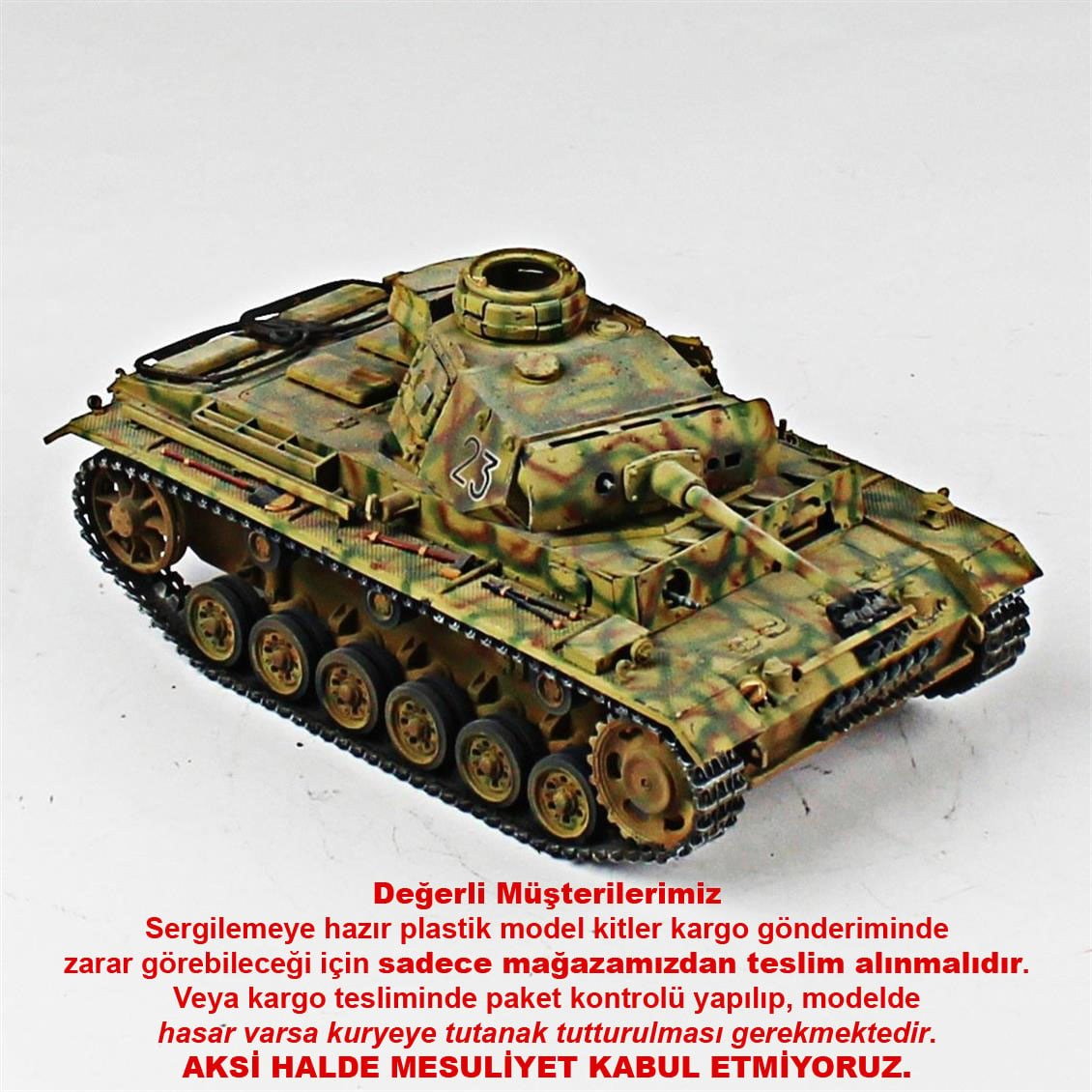 QD241 1/35 Panzer III, Academy, Sergilemeye Hazır Plastik Tank Modeli