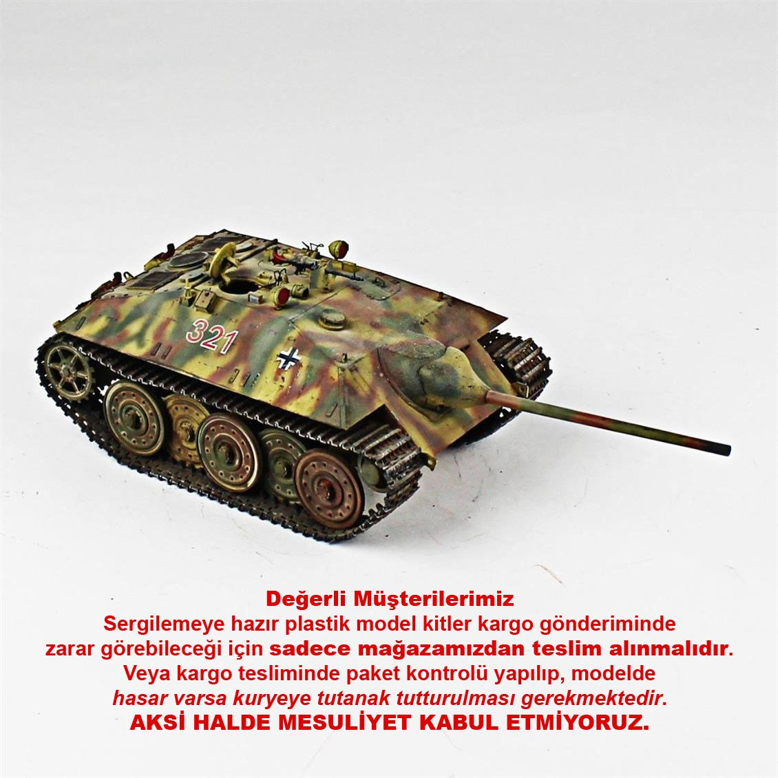QD246 1/35 Hetzer, Tamiya, Sergilemeye Hazır Plastik Tank Modeli