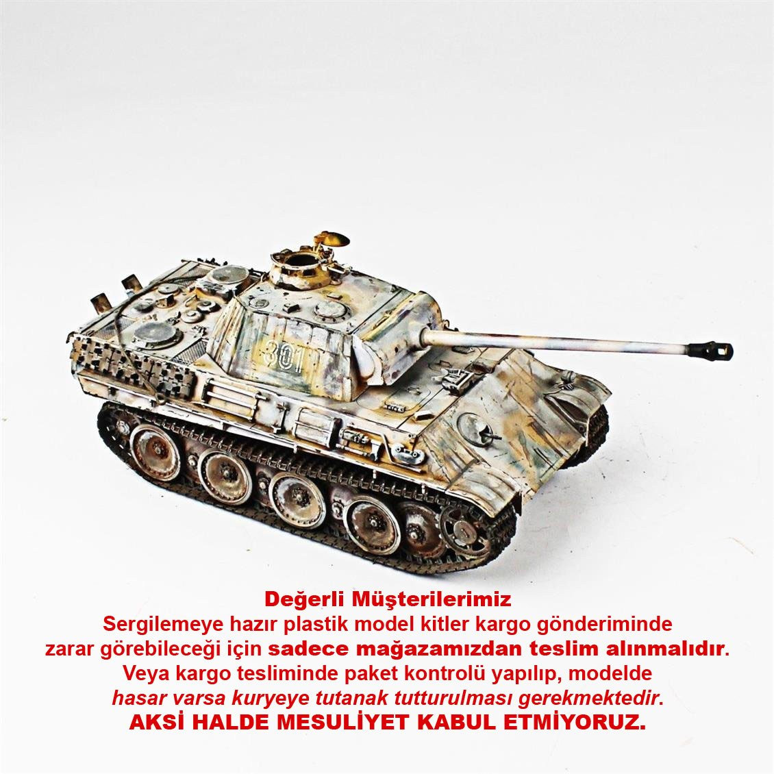 QD260 1/35 Panther, Tamiya, Sergilemeye Hazır Plastik Tank Modeli
