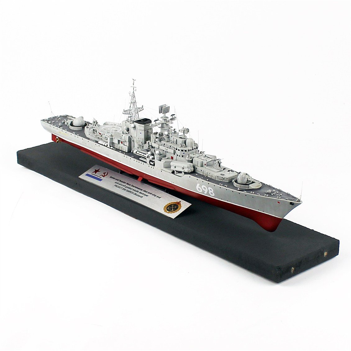 QD412 1/350 Ölçek, Project 956 Sarych, Rus Uçaksavar ve Füze Kruvazörü,  Camekanlı, Sergilemeye Hazır, Plastik Gemi Modeli