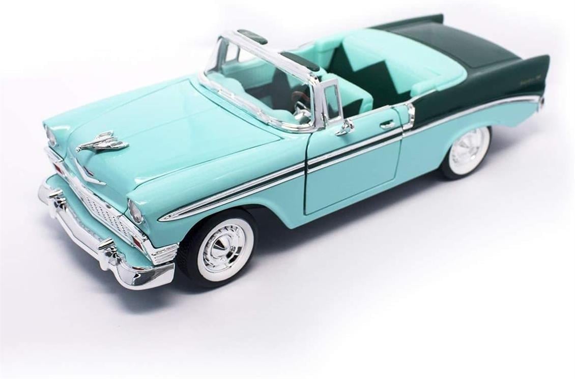 Road Signature 92128 1/18 Ölçek, 1956 Chevrolet Belair, Green, Sergilemeye Hazır Metal Araba Modeli
