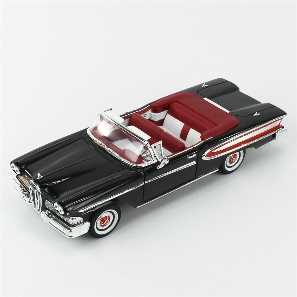 Road Signature 92298 1/18 Ölçek, 1958 Edsel Station Convertible, Black, Sergilemeye Hazır Metal Araba Modeli