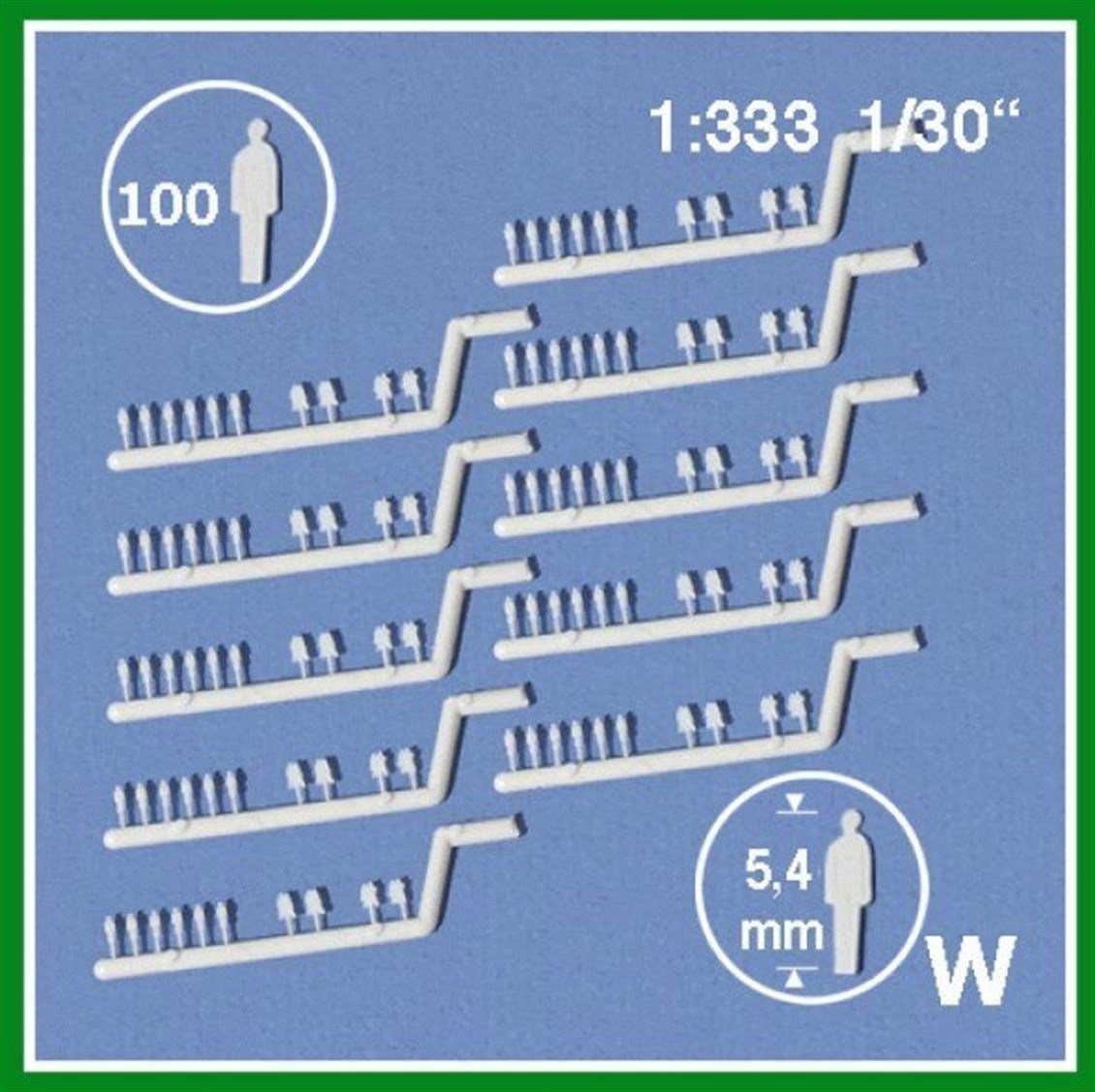 Schulcz 22101 1/333 Ölçek, Sıluet Insan Fıgürleri-Beyaz-100 Adet