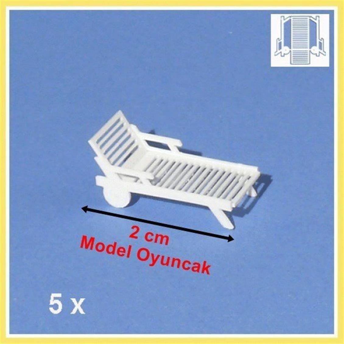 Schulcz 530101-5 1/200 Ölçek, Şezlong-Beyaz-5 Adet