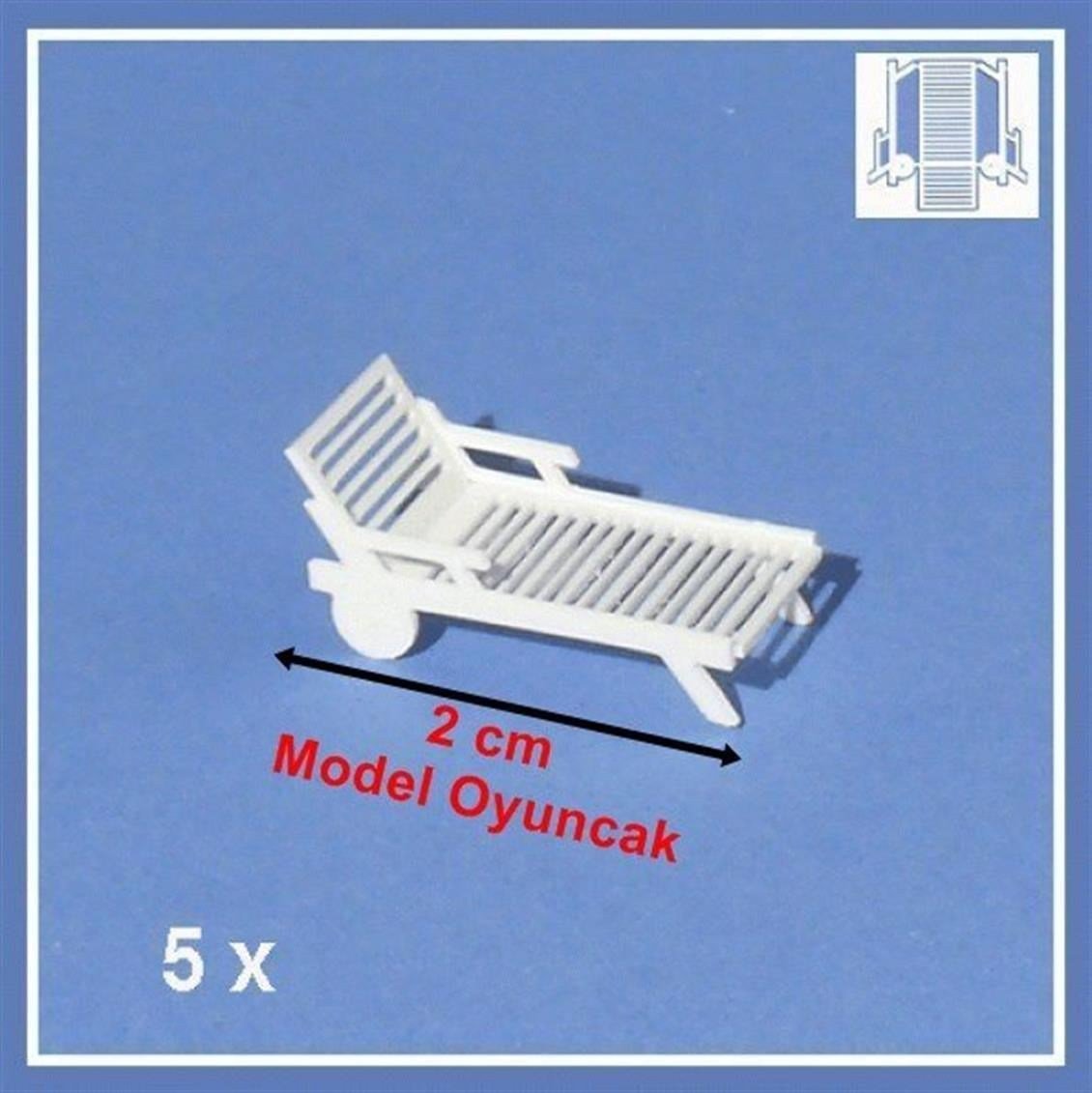 Schulcz 540101-2 1/100 Ölçek, Şezlong -Beyaz -Detaylı-5 Adet