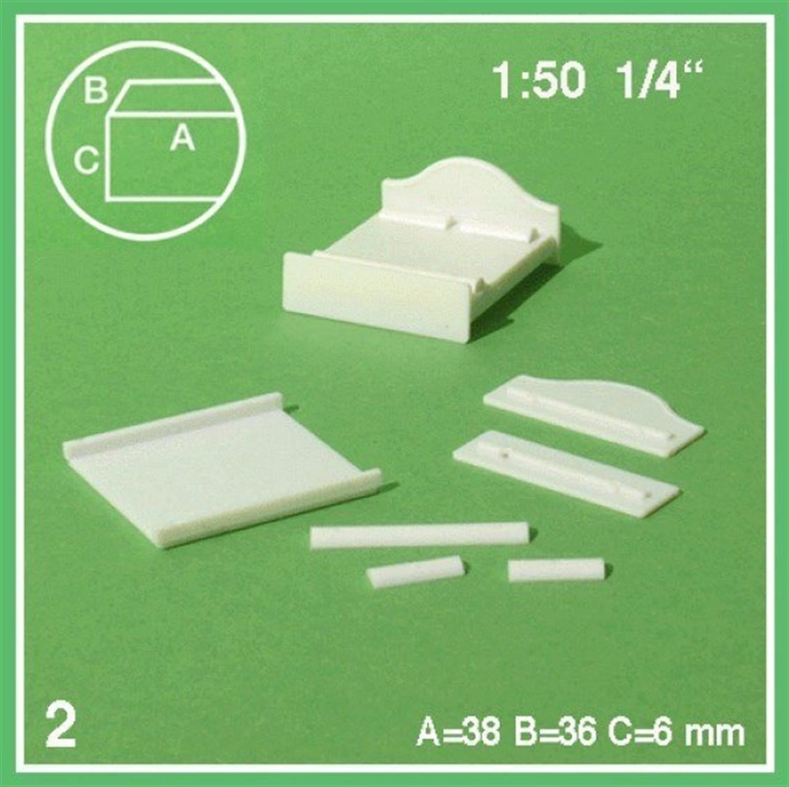Schulcz 559002 1/50 Ölçek, Çıft Kışılık Yatak-Beyaz-2 Adet