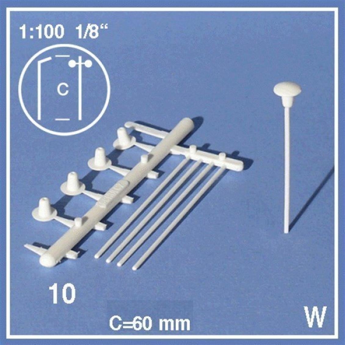Schulcz 640071 1/100 Ölçek, Fener,Uzun Lambalı-Beyaz-10 Adet