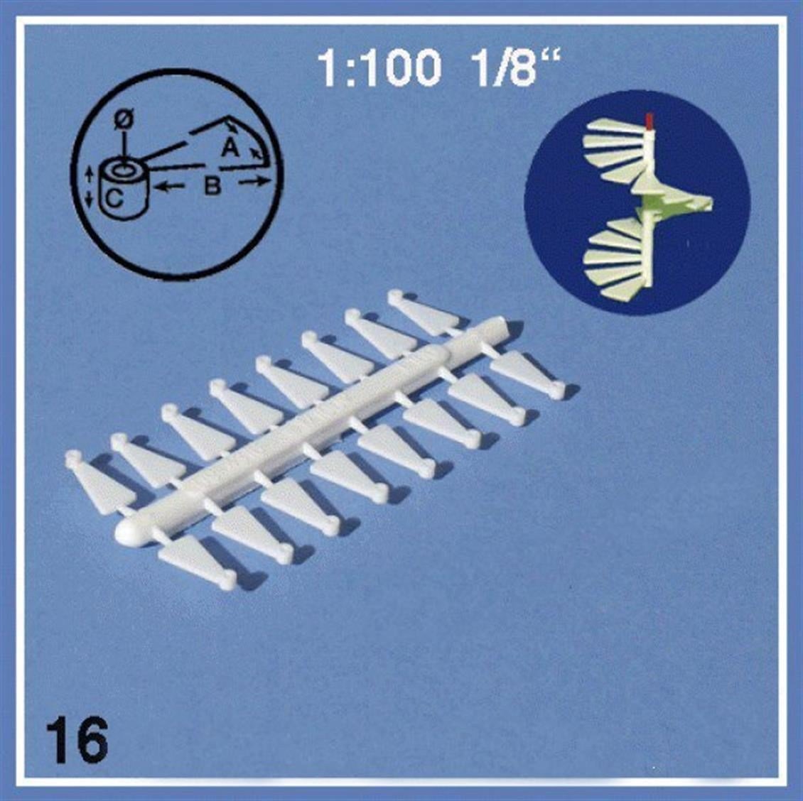 Schulcz 843116 1/100 Ölçek, Spıral Basamaklar-Beyaz-16 Adet