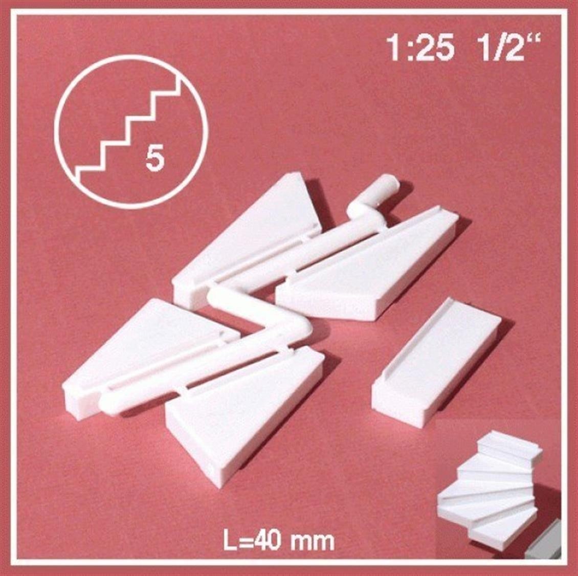Schulcz 873121 1/25 Ölçek, 90° Sağa Dönen Merdiven -Beyaz-40 Mm-5