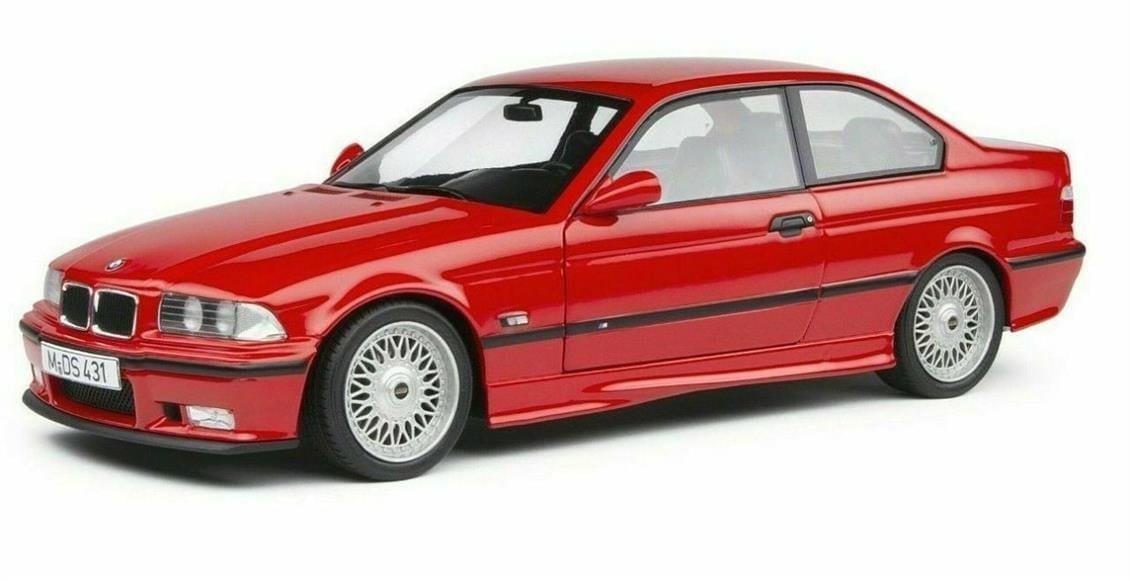 Solido 1803904 1/18 Ölçek, 1994 Bmw M3 (E36) Coupe, Kırmızı, Sergilemeye Hazır Metal Araba Modeli