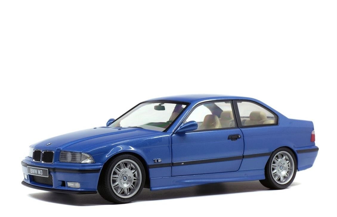Solido S1803901 1/18 Ölçek, 1992 Bmw M3 E36-Mavi-Sergilemeye Hazır Metal Araba Modeli