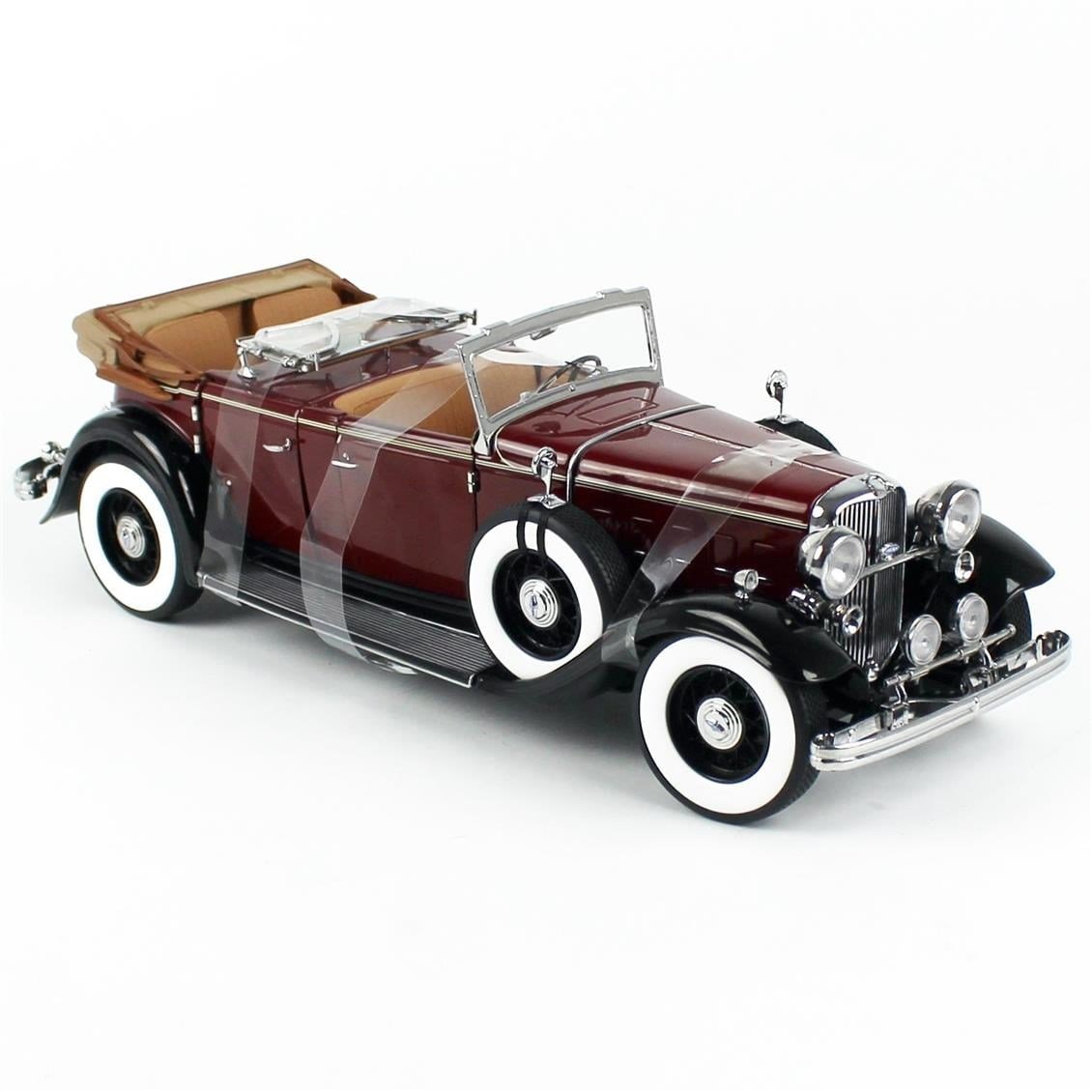 Sunstar 6167 1/18 Ölçek, 1932 Ford Lincoln KB Top Down,  Maron, Sergilemeye Hazır Metal Araba Modeli