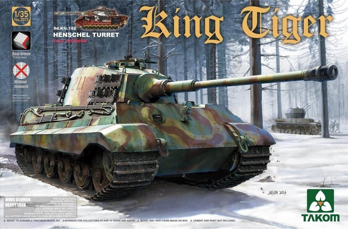 Takom 2073S 1/35 Ölçek, Alman Ağır Tankı Tiger II, Zimmerit ve İç Detaylı, Plastik Model kiti