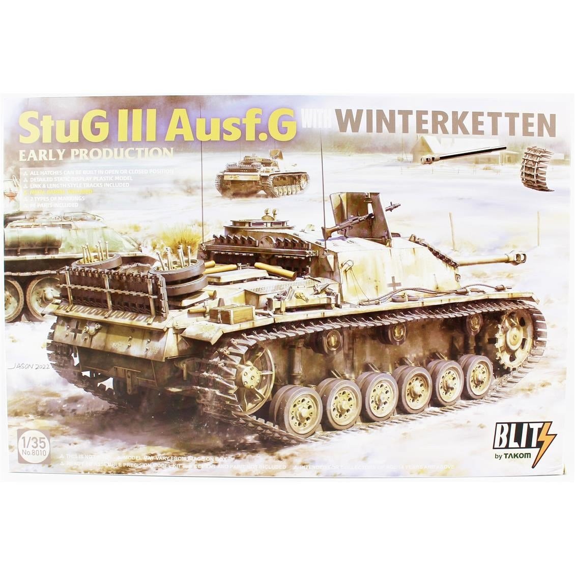 Takom 8010 1/35 Ölçek, StuG.III Ausf.G Tankı, Erken Dönem, Kış Donanımlı, Plastik Model kiti