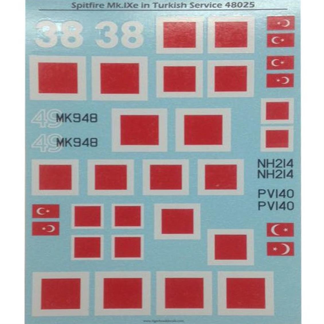 Tiger Head Decals 48025 1/48 Ölçek, Spitfire Mk.Ixe in Turkish Service