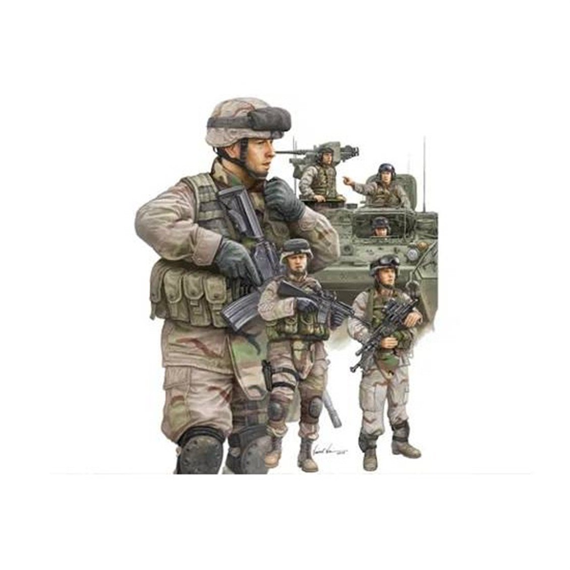 Trumpeter 00424 1/35 Ölçek, Modern ABD Ordusu Zırhlı Araç Mürettebatı ve Piyade Figürleri, Plastik Model Kiti