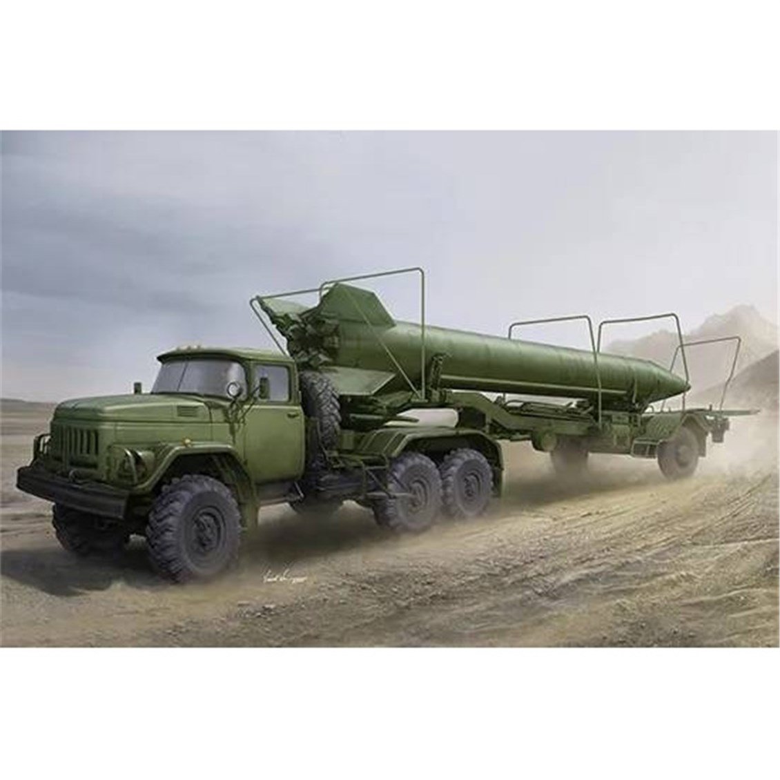 Trumpeter 01081 1/35 Ölçek, Soviet ZiL-131V Çekici ve 2T3M1 Treyler ile 8K14 Füzesi, Plastik Model Kiti