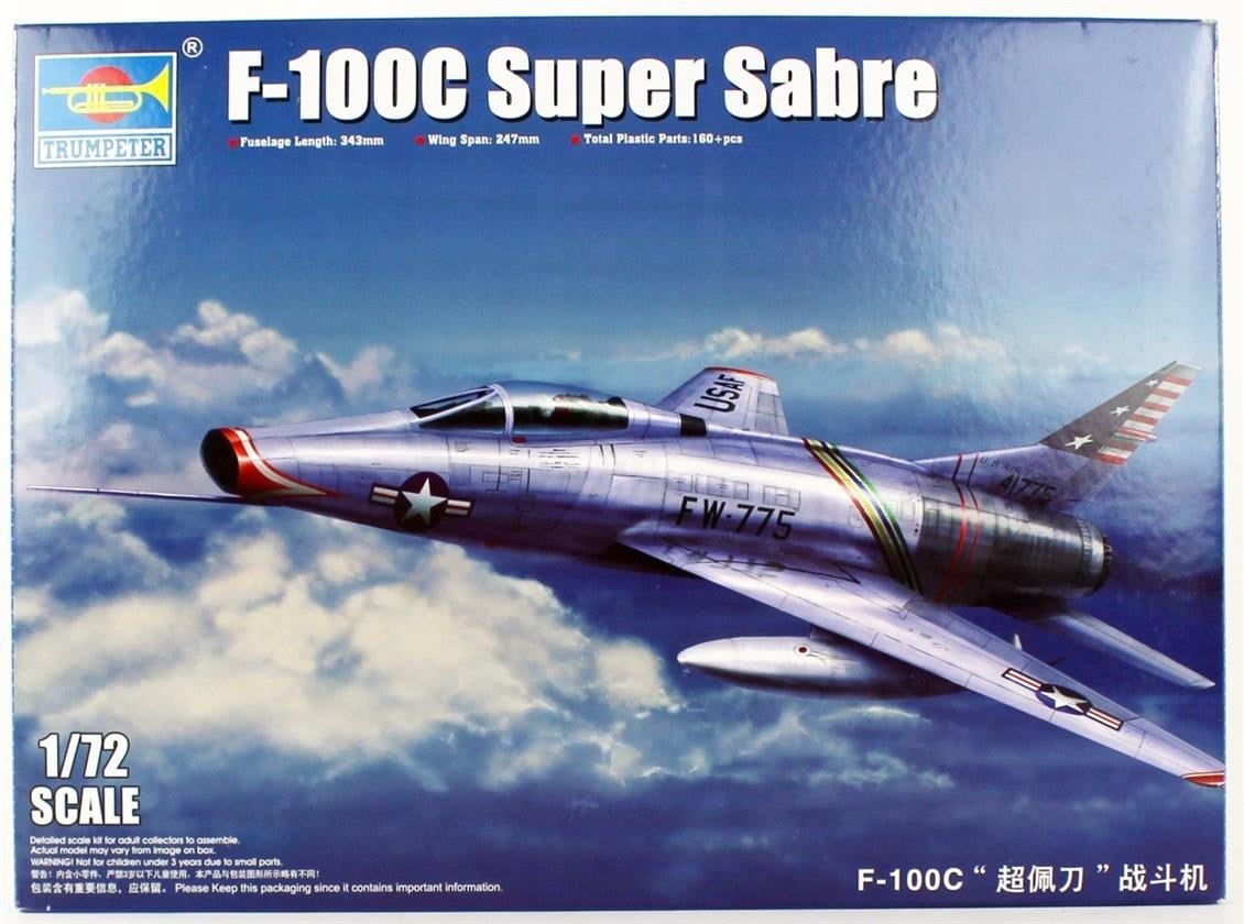 Trumpeter 01648 1/72 Ölçek, F-100C Super Sabre Savaş Uçağı Plastik Model Kiti