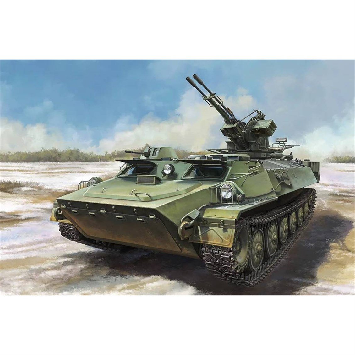 Trumpeter 09618 1/35 Ölçek, MT-LB Zırhlı Personel Taşıyıcı ve ZU-23-2 Uçaksavar Topu, Plastik Model Kiti