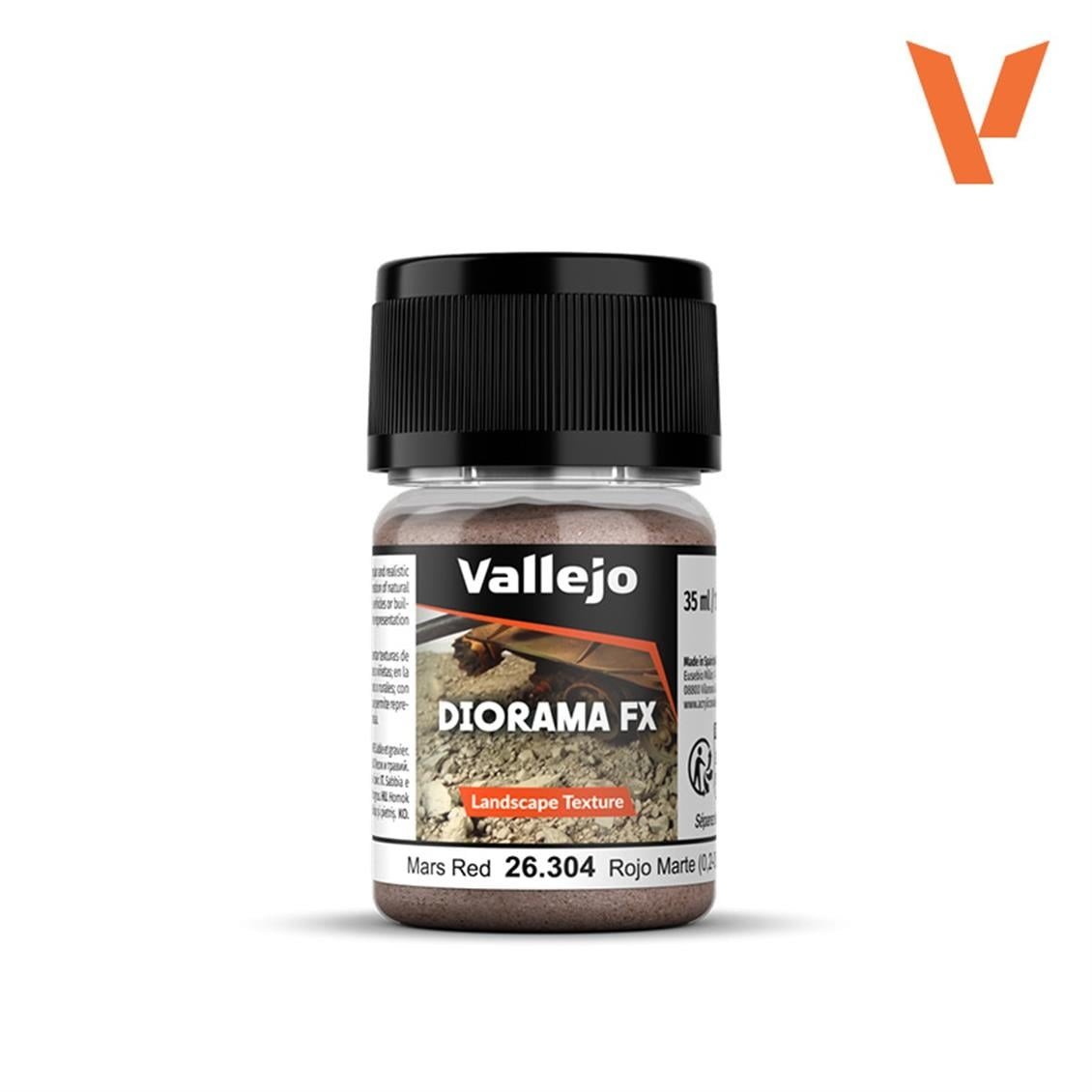 Vallejo 26304 60 gr.. Mars Red, 0.2 - 0.6 mm. Taneli Yüzey Dokusu