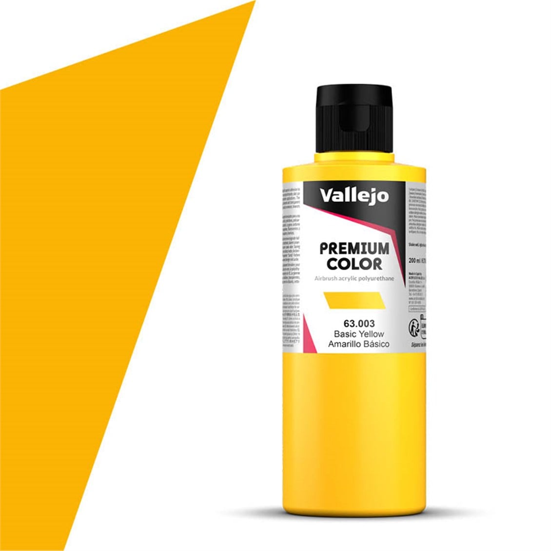 Vallejo 63003 200 ml. Basic Yellow, Premium RC Color Serisi Model Boyası
