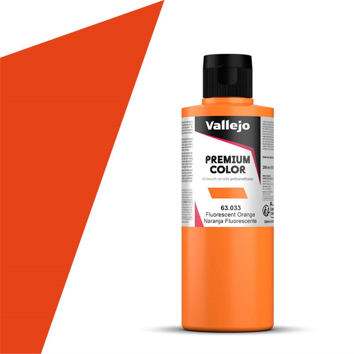 Vallejo 63033 200 ml. Orange Fluo, Premium RC Color Serisi Model Boyası
