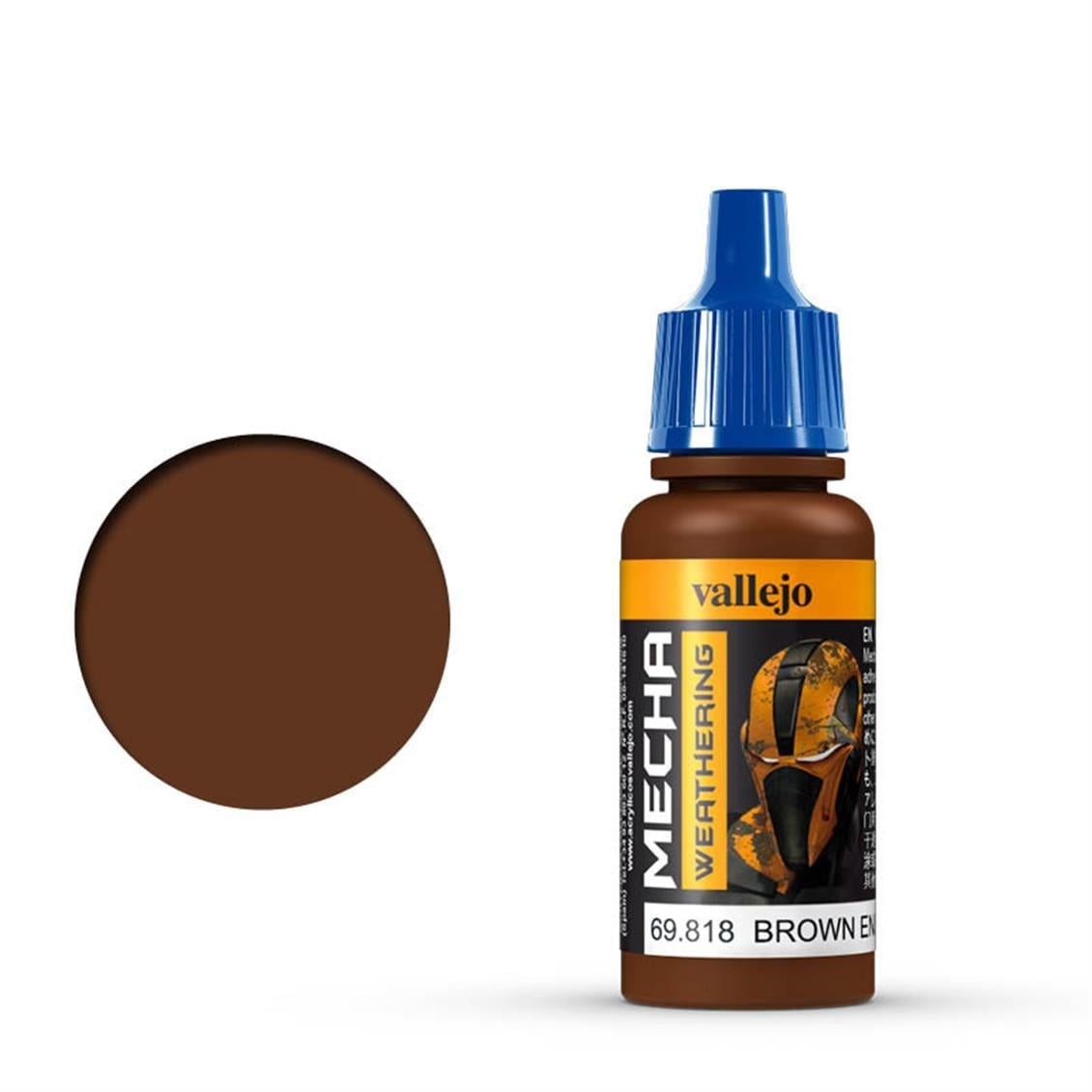 Vallejo 69818 18 ml. Brown Eng. Soot (Matt), Mecha Color Serisi Model Boyası