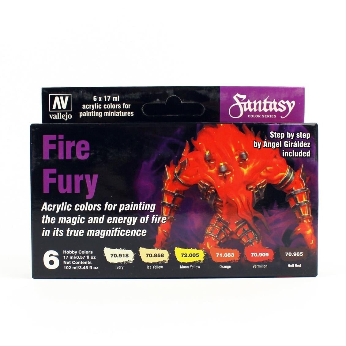 Vallejo 70243 6x18 ml. Fire Fury by Angel Giraldez, Model Color Serisi Model Boyası Seti