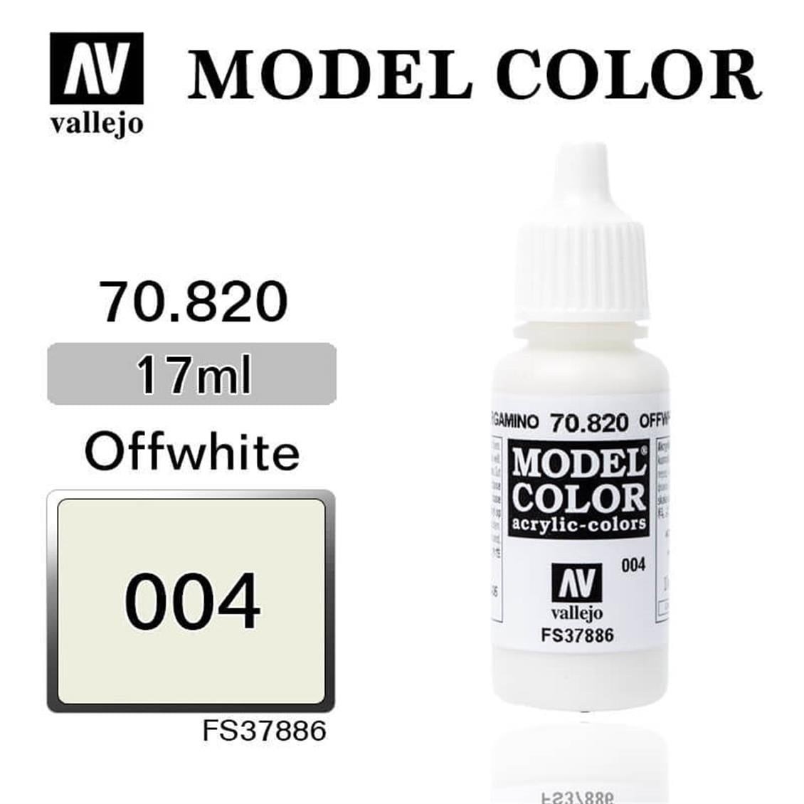 Vallejo 70820 18 ml. (4) Offwhite-Matt, Model Color Serisi Model Boyası