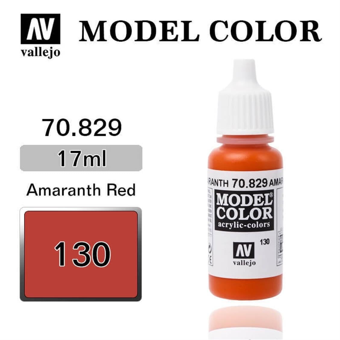 Vallejo 70829 18 ml. (130) Amarantha Red-Matt, Model Color Serisi Model Boyası