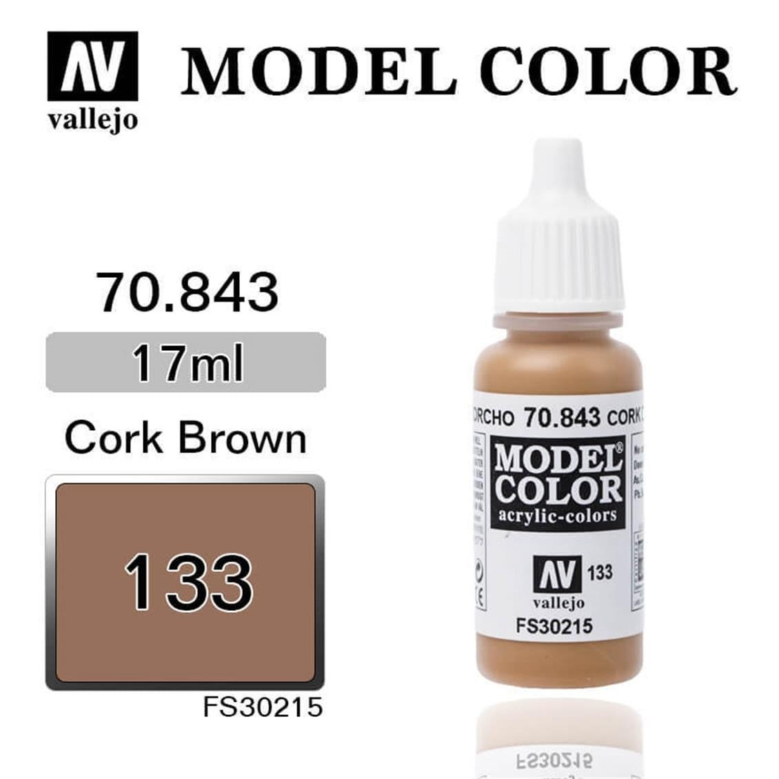 Vallejo 70843 18 ml. (133) Cork Brown-Matt, Model Color Serisi Model Boyası