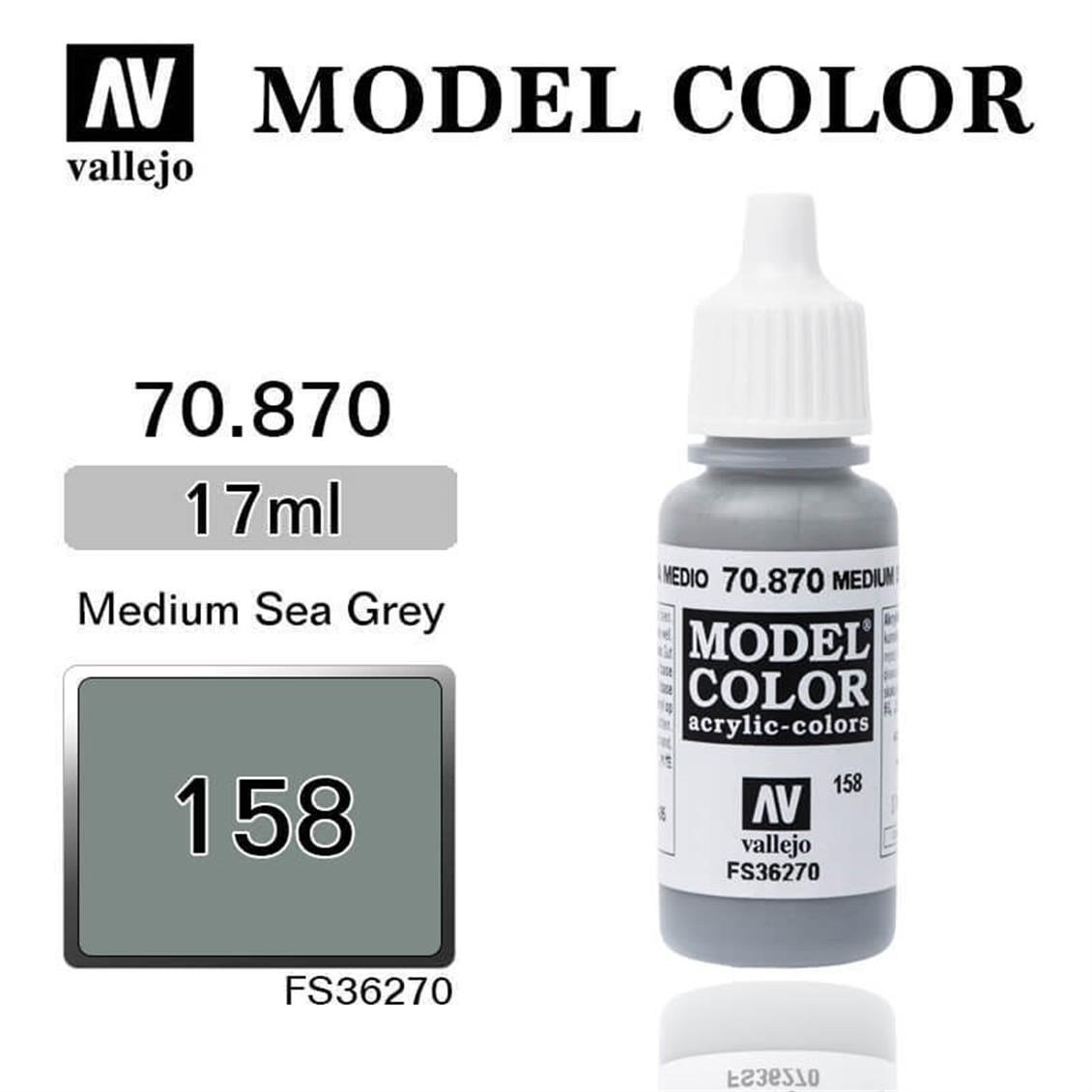 Vallejo 70870 18 ml. (158) Medium Sea Grey-Matt, Model Color Serisi Model Boyası